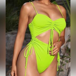 Neon Green High Cut One piece
